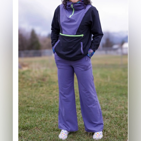 Youer Success Pants Wide Leg Women Size L High Waist Lightweight Alpen Purple - Picture 1 of 17